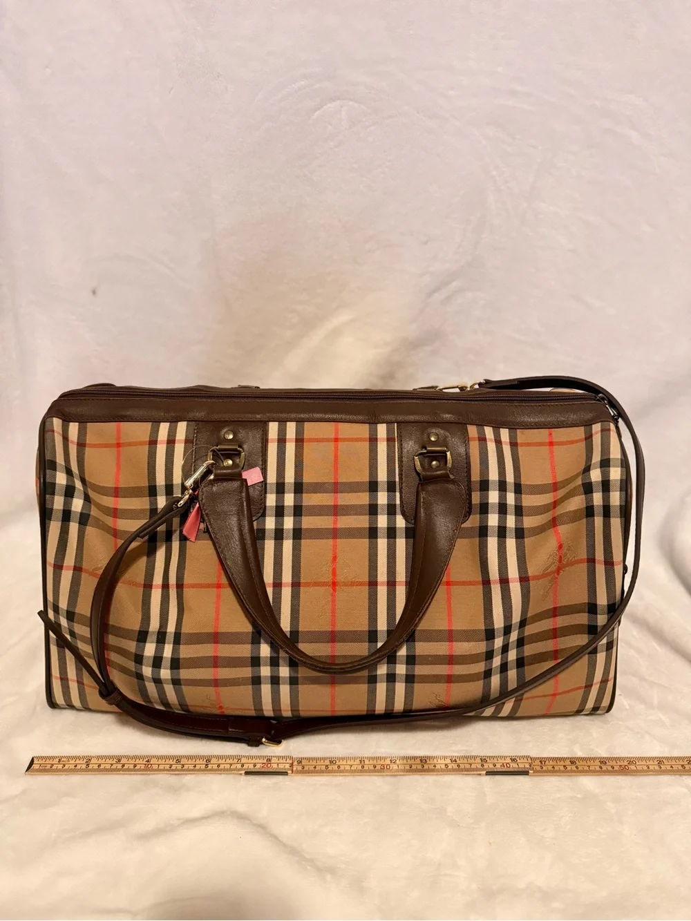 Burberry Boston Travel Bag With Removable Adjustable Strap And Lock And Key